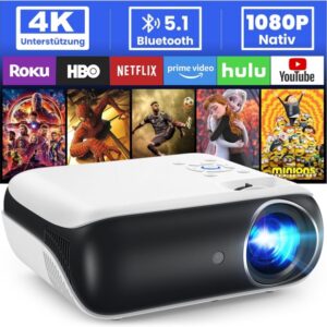 Mini Projetor Portátil Full HD com Bluetooth e Suporte 4K