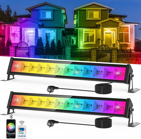 Foco LED RGB Exterior 50W – Iluminação Inteligente com Controlo por App (Pack de 2)