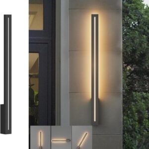 Aplique de Parede LED 80cm PRETO Luz Branco Quente