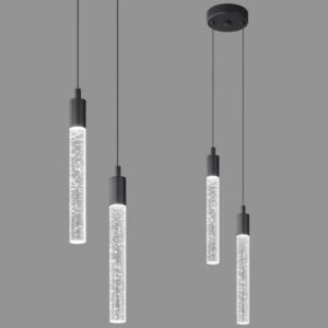 Candeeiro Suspenso LED Moderno Preto Kit 2 Luzes