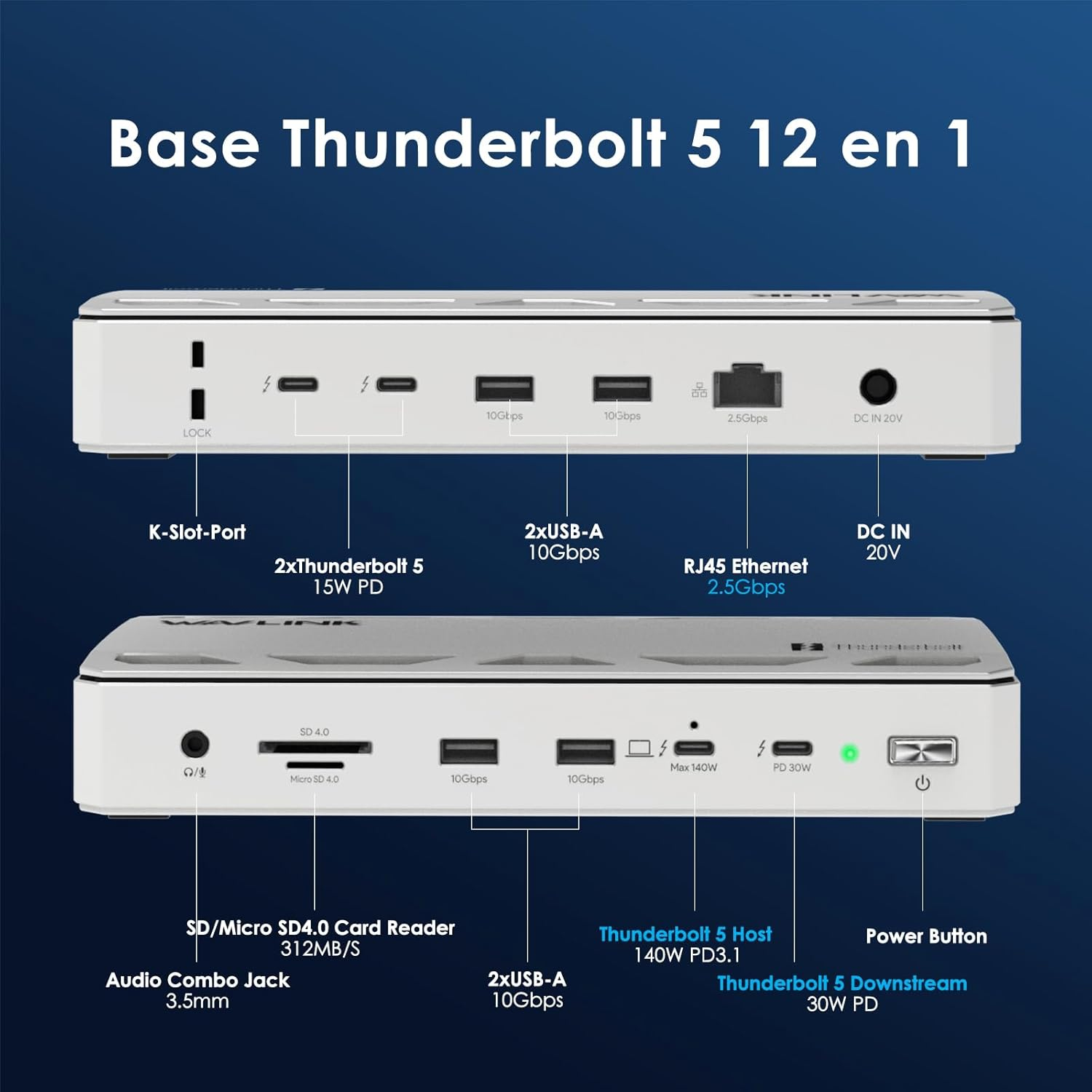 Docking station WAVLINK Thunderbolt 5 12 em 1 - Image 2